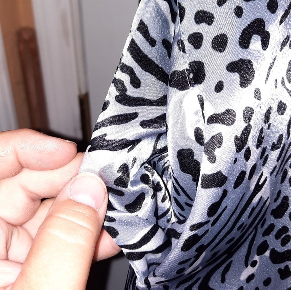 Pink Label Vintage Oscar de La Renta Silky Satin Animal Print Kaftan Zip Sz L - Picture 4 of 7